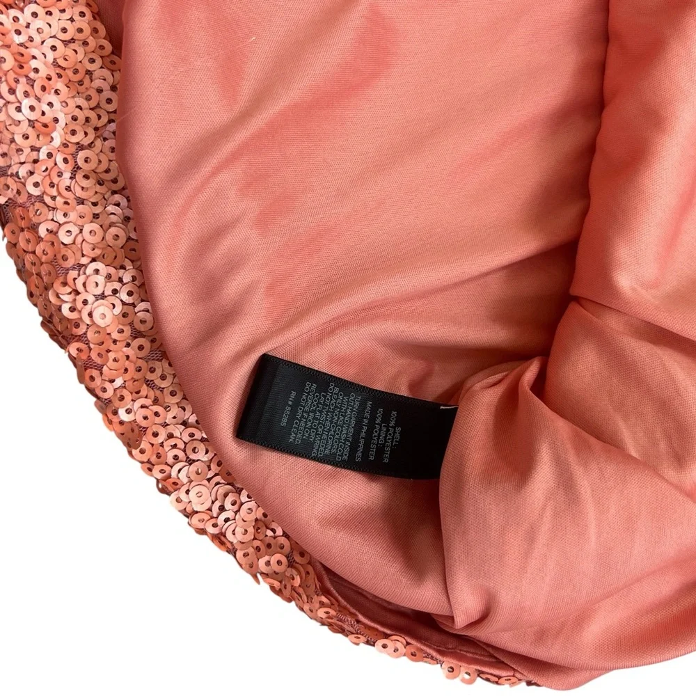 Coral Sequin Mini Dress - Picture 9 of 13